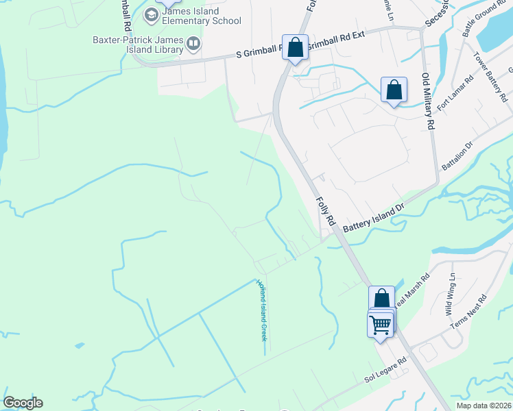 map of restaurants, bars, coffee shops, grocery stores, and more near 1775 Hazzard Lane in Charleston