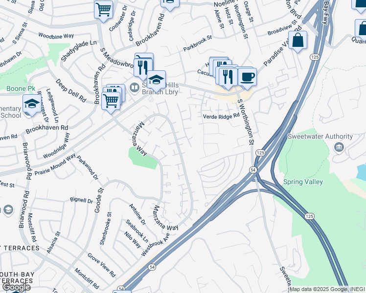 map of restaurants, bars, coffee shops, grocery stores, and more near 2286 Manzana Way in San Diego