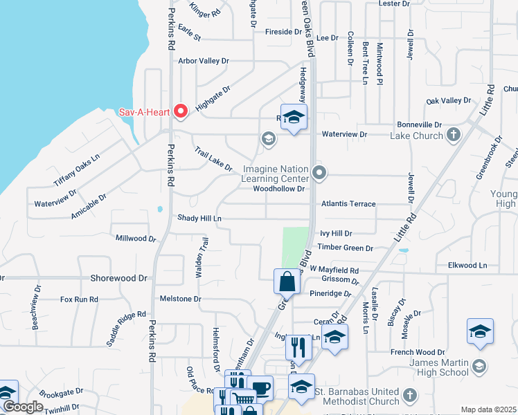 map of restaurants, bars, coffee shops, grocery stores, and more near 5702 Atlantis Terrace in Arlington