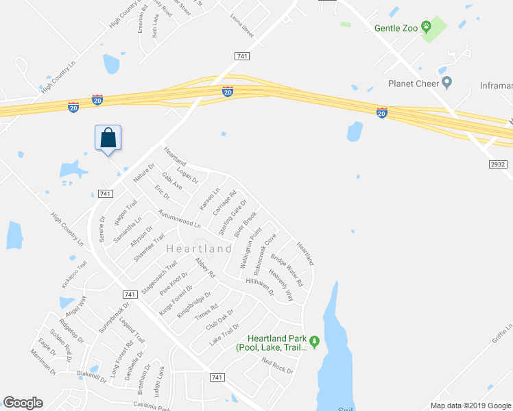 map of restaurants, bars, coffee shops, grocery stores, and more near 2041 River Brook in Forney