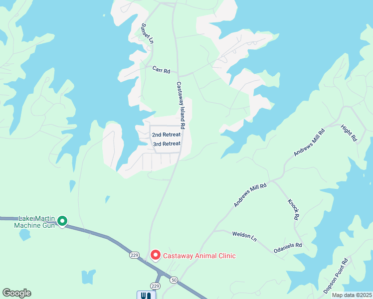 map of restaurants, bars, coffee shops, grocery stores, and more near 650 Castaway Island Road in Eclectic