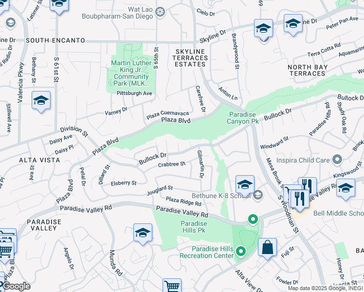 map of restaurants, bars, coffee shops, grocery stores, and more near 1520 Herrera Court in San Diego