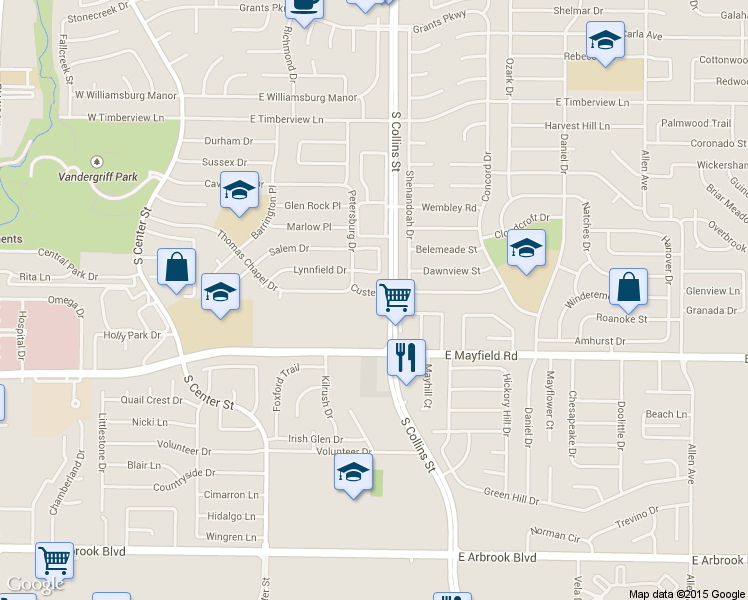 map of restaurants, bars, coffee shops, grocery stores, and more near 822 Custer Street in Arlington