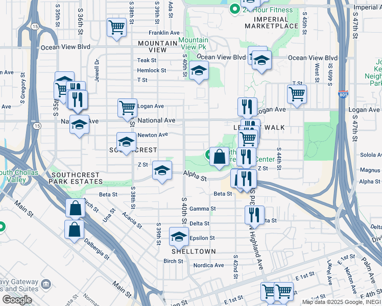 map of restaurants, bars, coffee shops, grocery stores, and more near 4023 Boston Avenue in San Diego