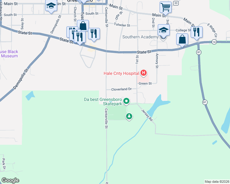 map of restaurants, bars, coffee shops, grocery stores, and more near 1-815 Cloverland Drive in Greensboro