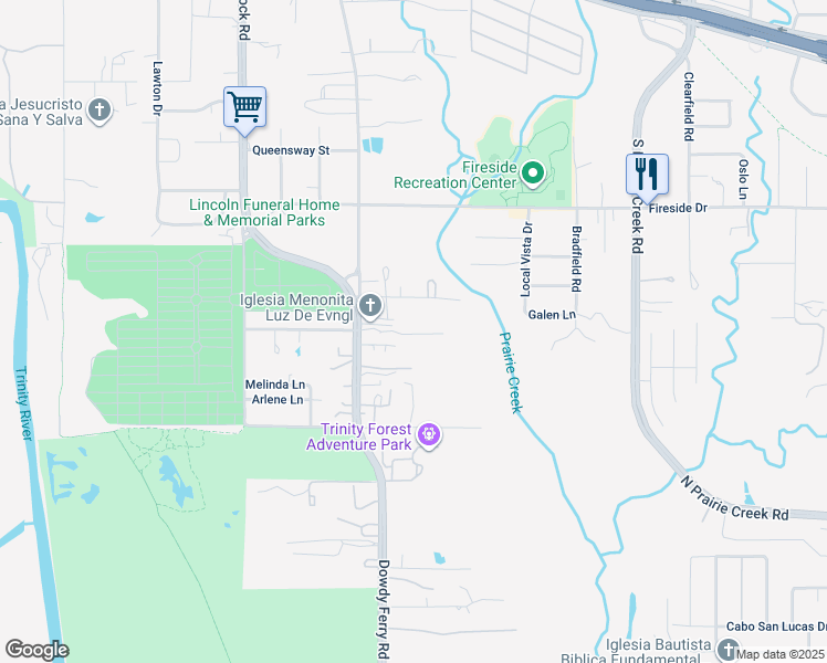 map of restaurants, bars, coffee shops, grocery stores, and more near 8402 Midland Lane in Dallas