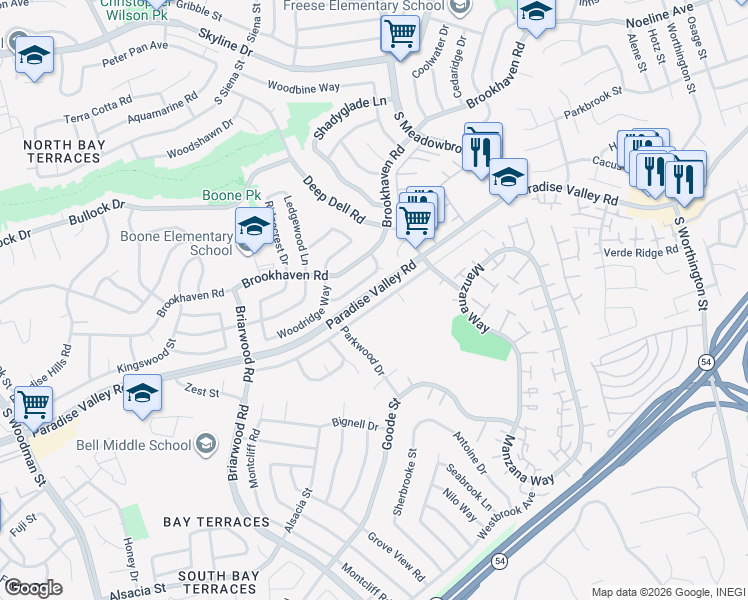 map of restaurants, bars, coffee shops, grocery stores, and more near 7566 Prairie Mound Way in San Diego