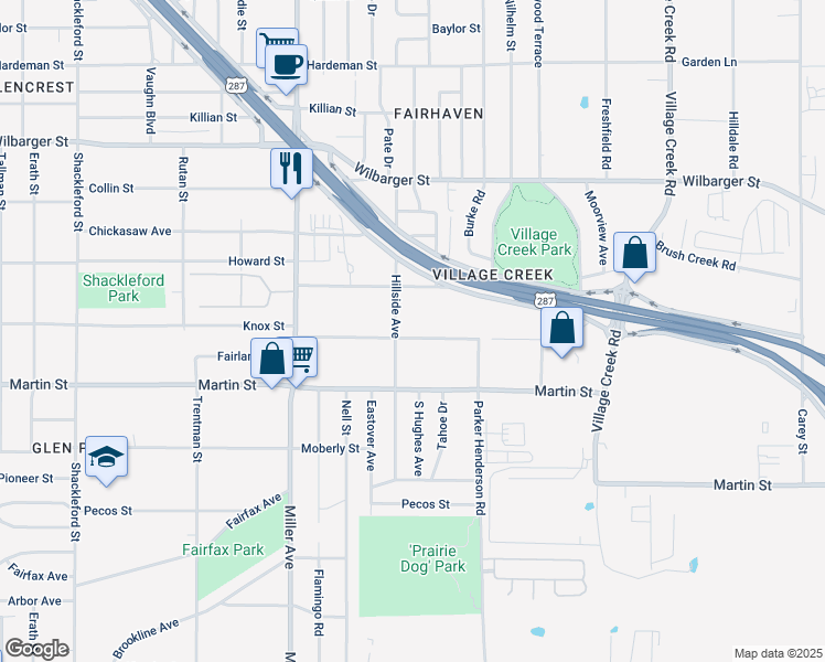 map of restaurants, bars, coffee shops, grocery stores, and more near 4303 Fairlane Avenue in Fort Worth