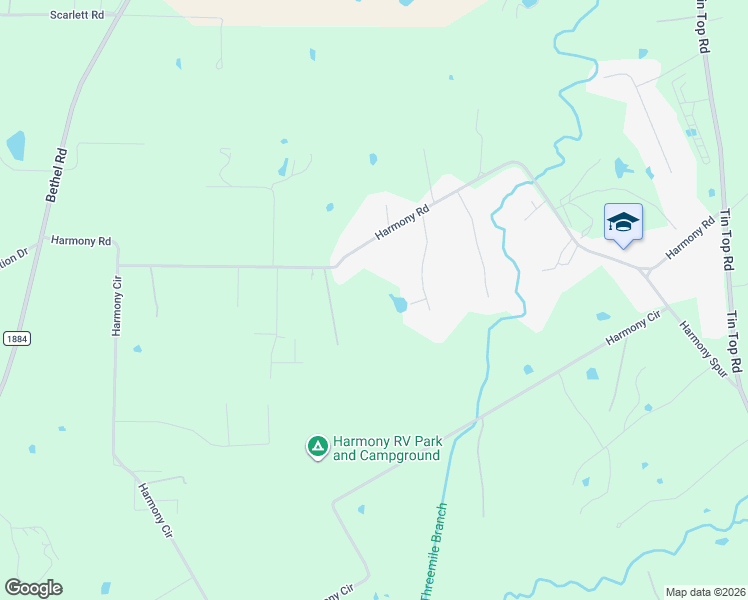 map of restaurants, bars, coffee shops, grocery stores, and more near 715 Harmony Road in Weatherford