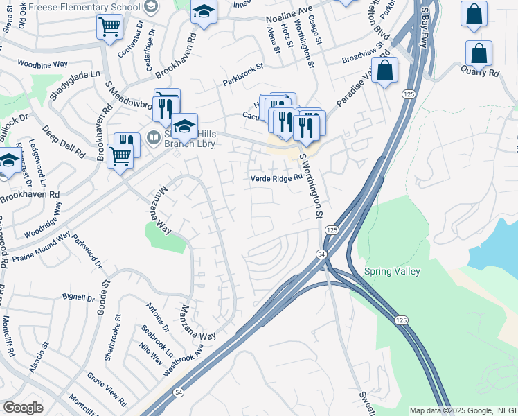 map of restaurants, bars, coffee shops, grocery stores, and more near 8209 Loma View Court in Spring Valley