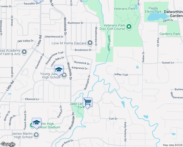 map of restaurants, bars, coffee shops, grocery stores, and more near 3109 Bridlegate Drive in Arlington