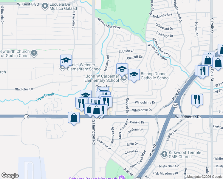 map of restaurants, bars, coffee shops, grocery stores, and more near 4029 Ovid Avenue in Dallas