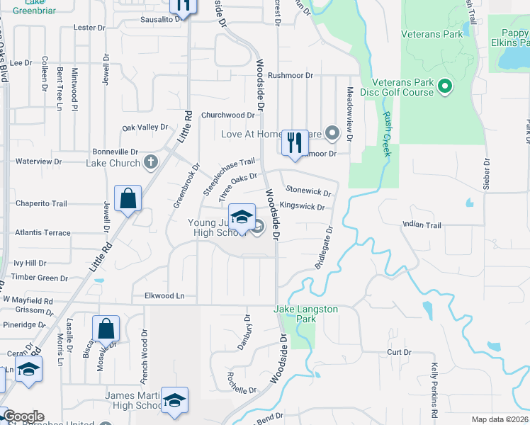 map of restaurants, bars, coffee shops, grocery stores, and more near 4300 Kingswick Drive in Arlington