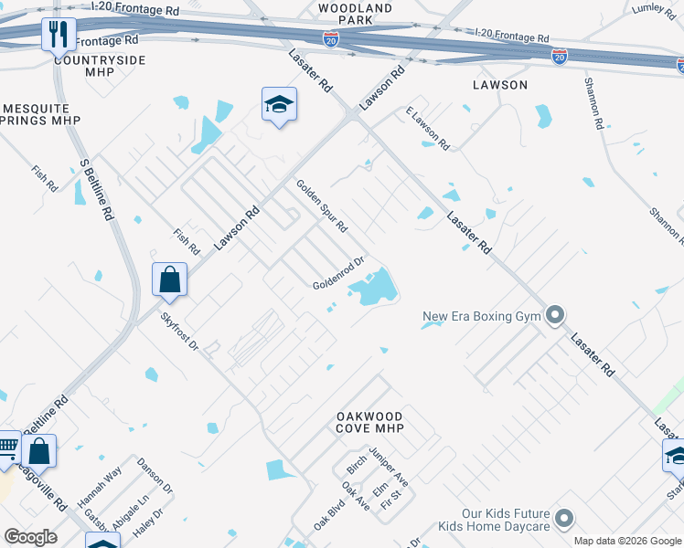 map of restaurants, bars, coffee shops, grocery stores, and more near Goldenrod Drive in Dallas