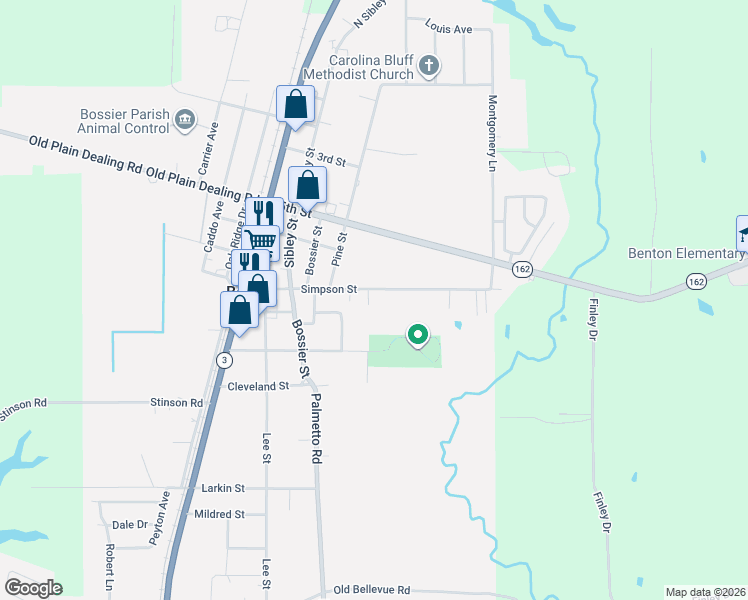 map of restaurants, bars, coffee shops, grocery stores, and more near 519 Cabeen Street in Benton