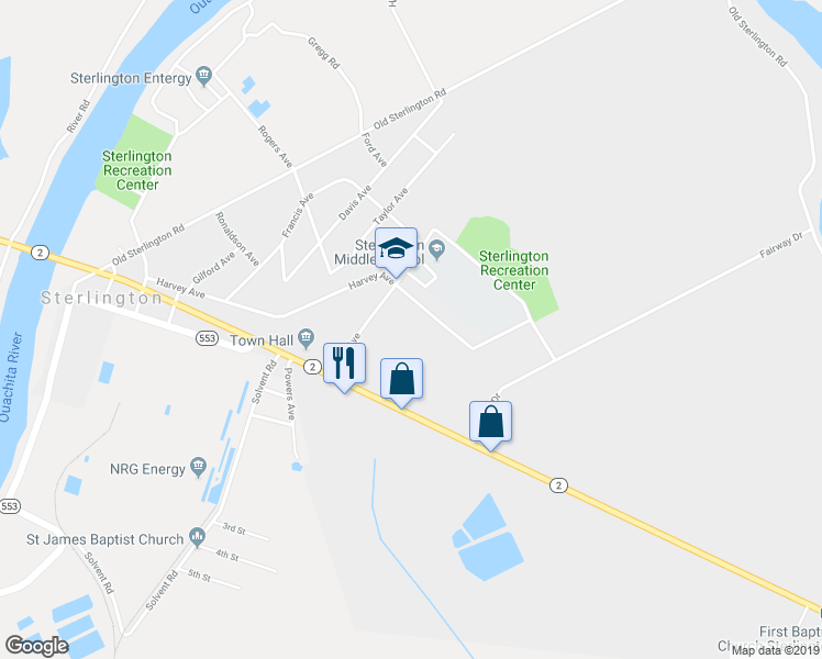 map of restaurants, bars, coffee shops, grocery stores, and more near 606 Harvey Avenue in Sterlington