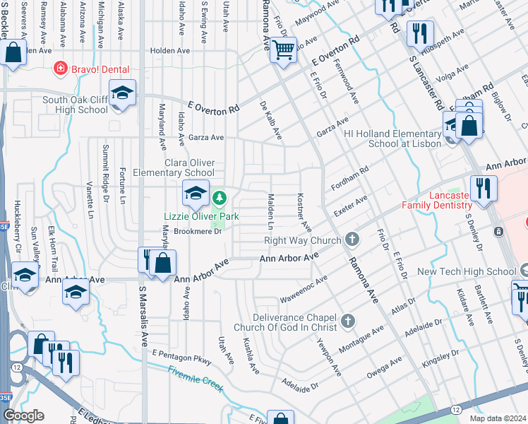 map of restaurants, bars, coffee shops, grocery stores, and more near 1246 Aspermont Avenue in Dallas