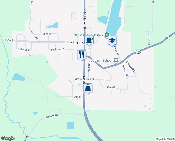 map of restaurants, bars, coffee shops, grocery stores, and more near 1843-1937 McMullen Street in Dubach