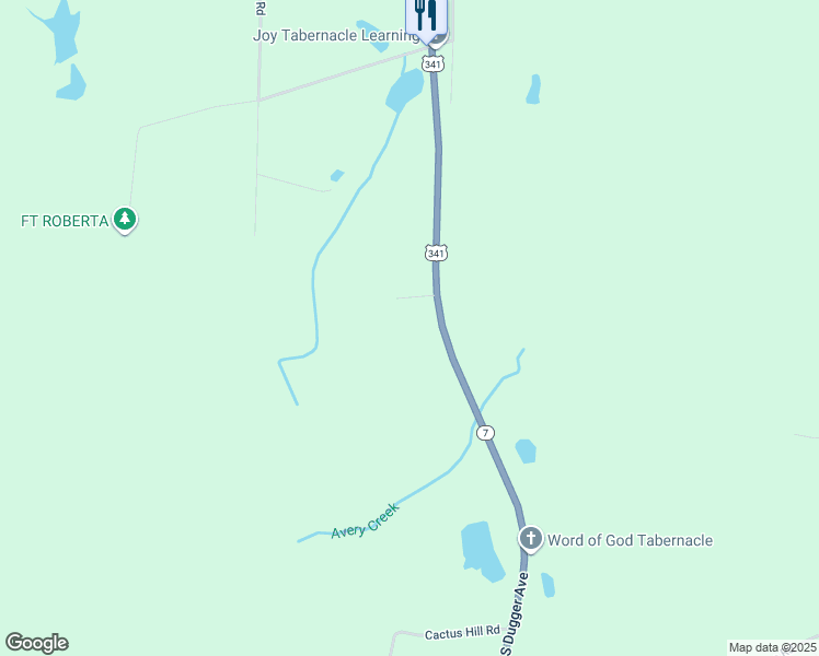 map of restaurants, bars, coffee shops, grocery stores, and more near 1920 U.S. 341 in Roberta