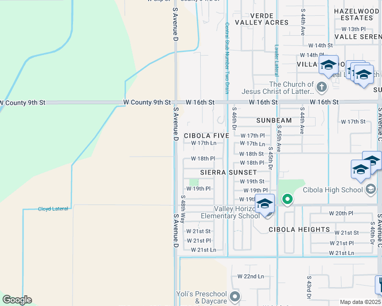 map of restaurants, bars, coffee shops, grocery stores, and more near 1754 48th Way in Yuma