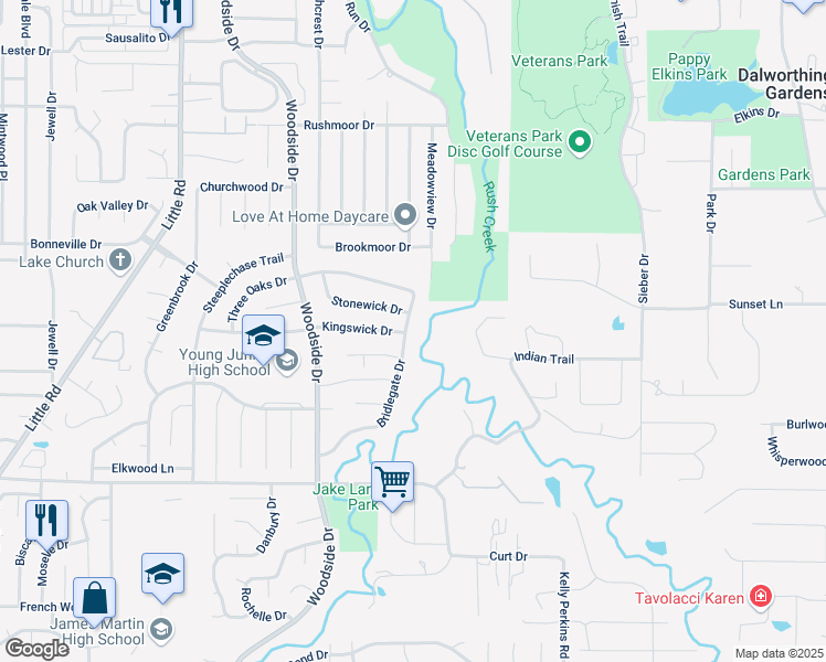 map of restaurants, bars, coffee shops, grocery stores, and more near 3005 Bridlegate Drive in Arlington