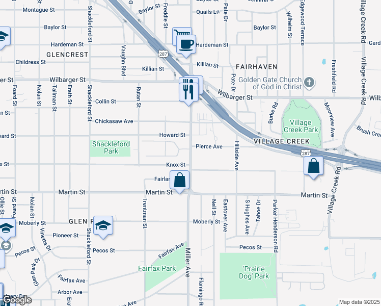 map of restaurants, bars, coffee shops, grocery stores, and more near in Fort Worth