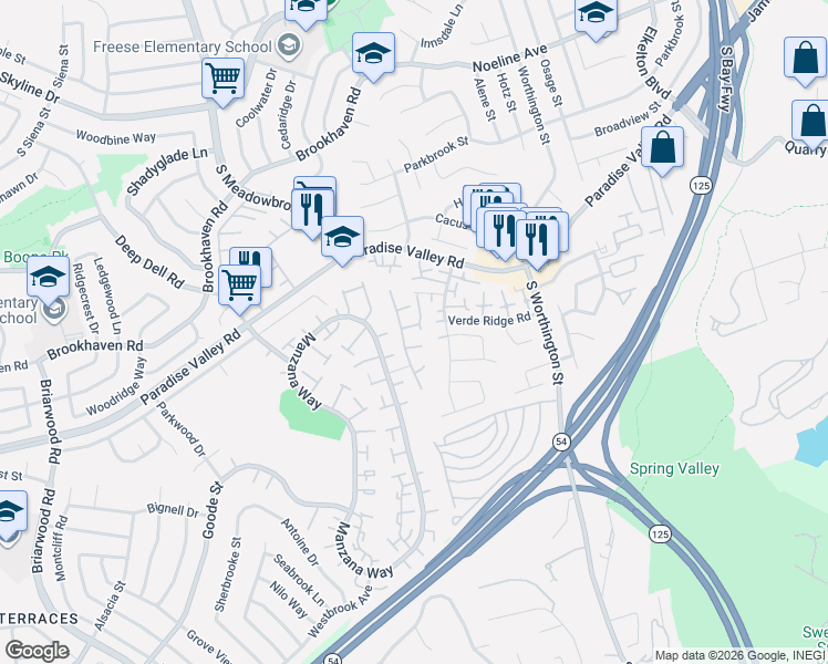 map of restaurants, bars, coffee shops, grocery stores, and more near 7964 Tinaja Lane in San Diego