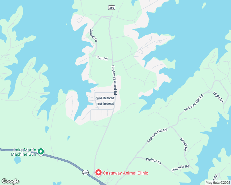map of restaurants, bars, coffee shops, grocery stores, and more near 742 Castaway Island Road in Tallassee