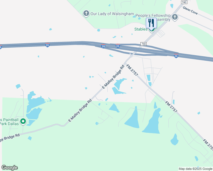 map of restaurants, bars, coffee shops, grocery stores, and more near 9870 Farm to Market Road 740 in Forney