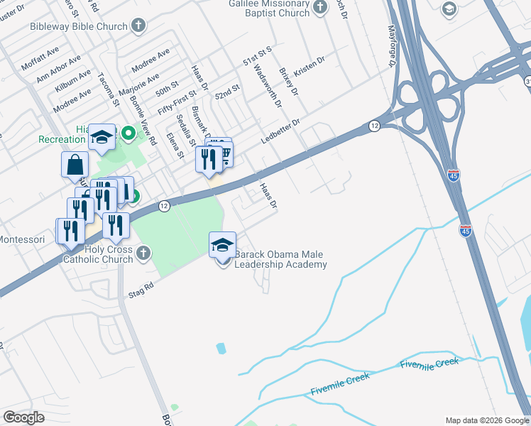 map of restaurants, bars, coffee shops, grocery stores, and more near 3030 Lantana Lane in Dallas