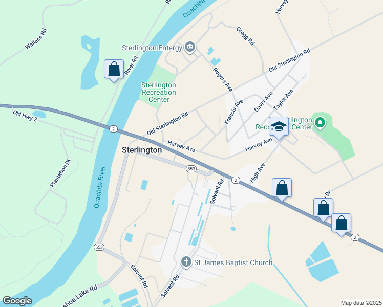 map of restaurants, bars, coffee shops, grocery stores, and more near 208 Harvey Ave in Sterlington