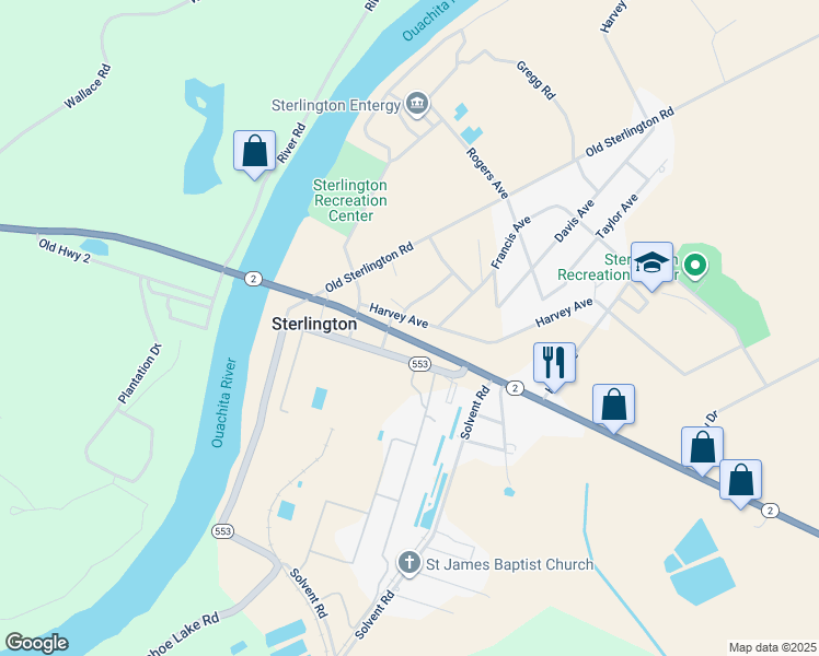 map of restaurants, bars, coffee shops, grocery stores, and more near 208 Harvey Ave in Sterlington
