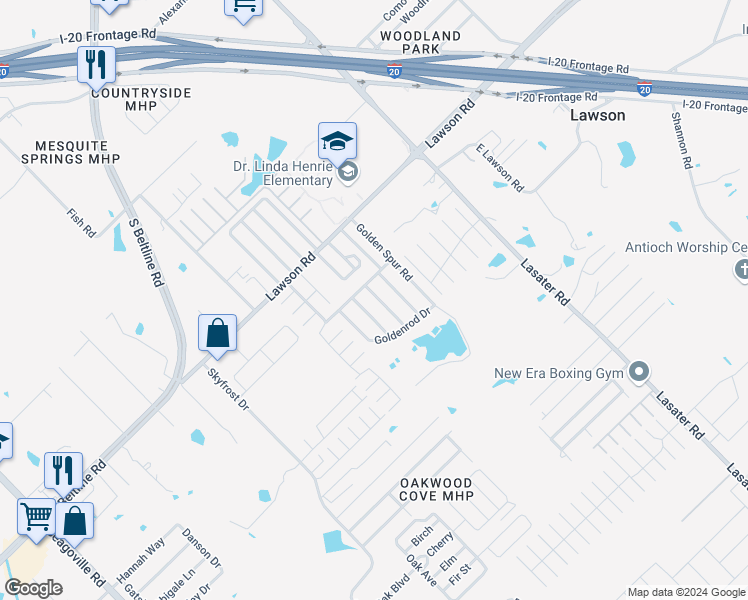 map of restaurants, bars, coffee shops, grocery stores, and more near 146 Golden Spur Mobile Home Park in Dallas