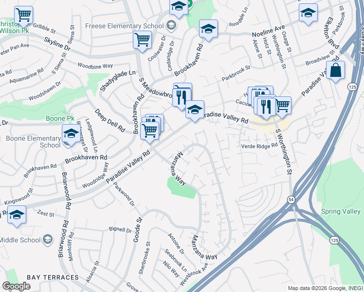 map of restaurants, bars, coffee shops, grocery stores, and more near 2534 Manzana Way in San Diego
