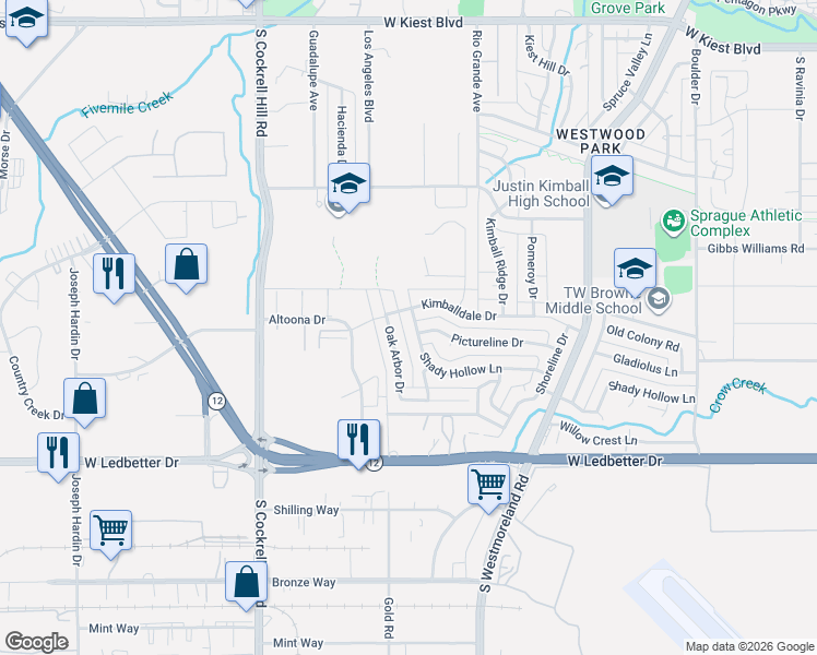 map of restaurants, bars, coffee shops, grocery stores, and more near 3943 Shady Hollow Lane in Dallas