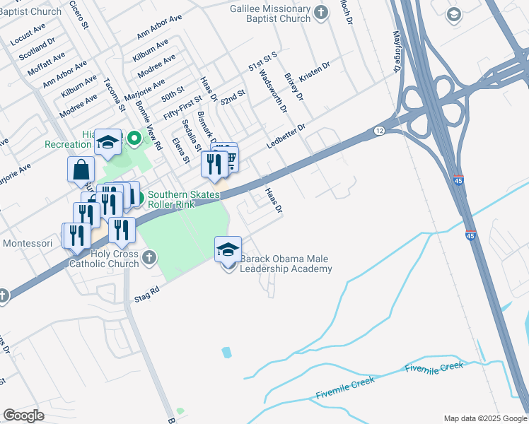 map of restaurants, bars, coffee shops, grocery stores, and more near 3030 Lantana Lane in Dallas