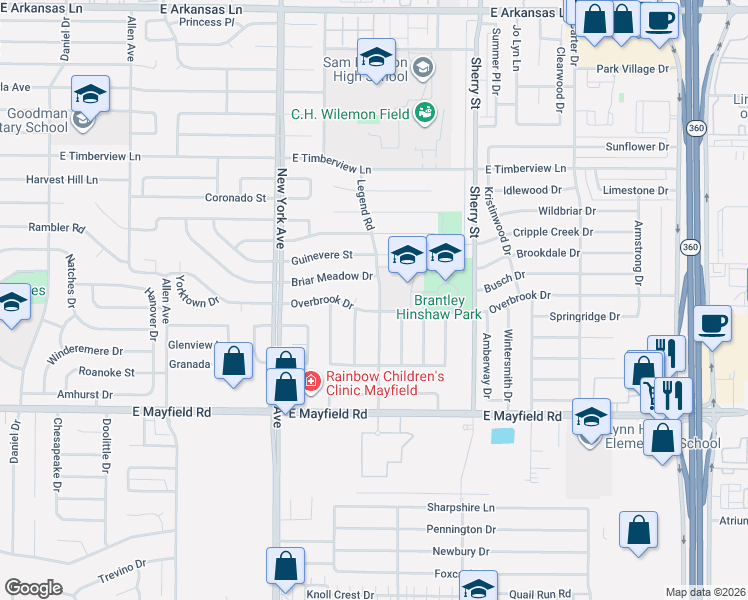 map of restaurants, bars, coffee shops, grocery stores, and more near 1935 Overbrook Drive in Arlington
