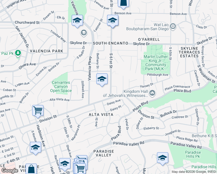 map of restaurants, bars, coffee shops, grocery stores, and more near 926 South 61st Street in San Diego