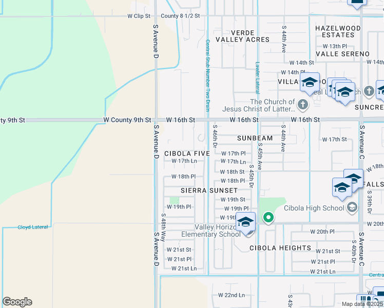 map of restaurants, bars, coffee shops, grocery stores, and more near 4716 West 17th Lane in Yuma