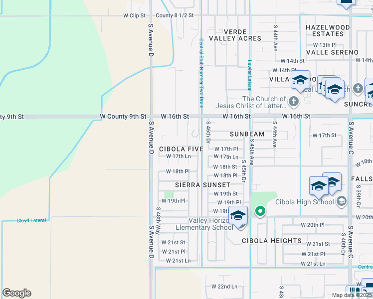 map of restaurants, bars, coffee shops, grocery stores, and more near 4716 West 17th Lane in Yuma