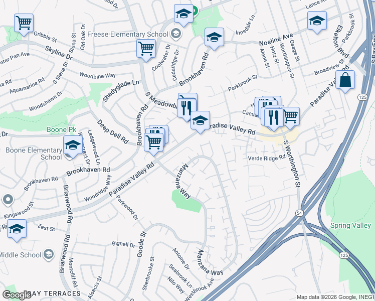 map of restaurants, bars, coffee shops, grocery stores, and more near 2534 Manzana Way in San Diego