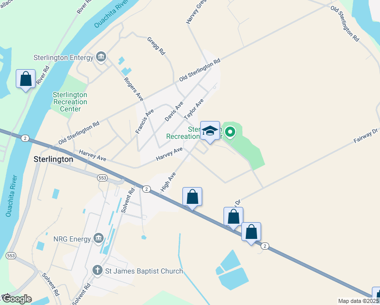 map of restaurants, bars, coffee shops, grocery stores, and more near 206 High Avenue in Sterlington