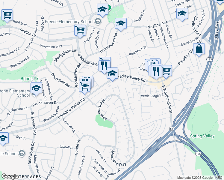 map of restaurants, bars, coffee shops, grocery stores, and more near 2478 Manzana Way in San Diego