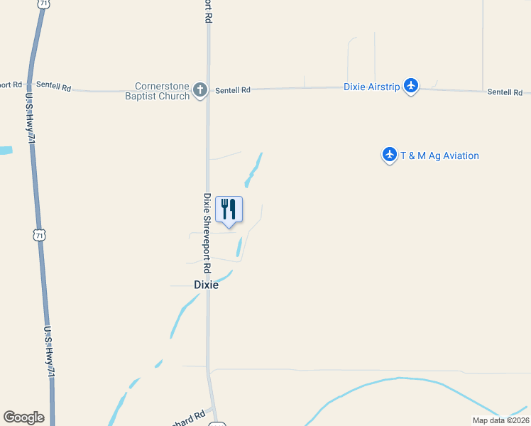 map of restaurants, bars, coffee shops, grocery stores, and more near 8265 Cornhusker Road in Shreveport