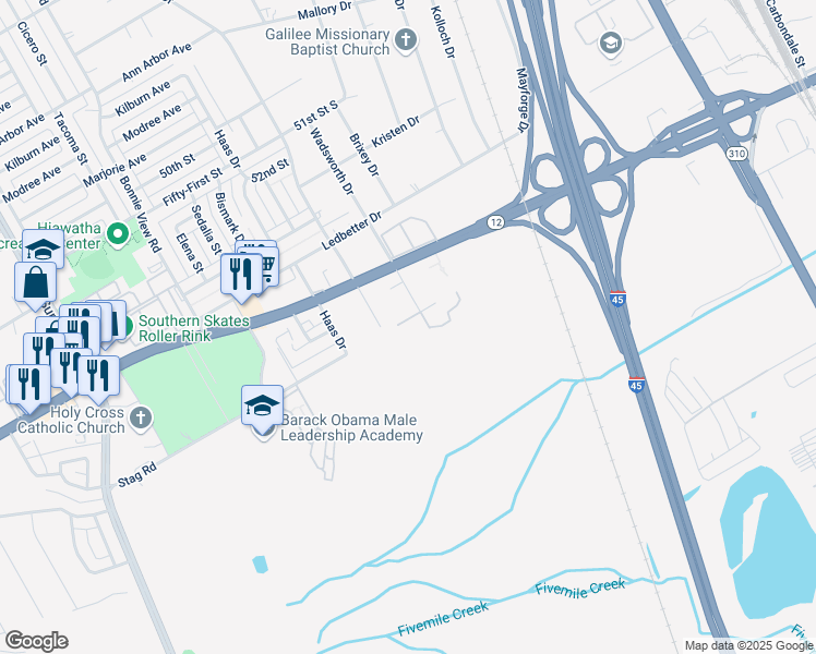 map of restaurants, bars, coffee shops, grocery stores, and more near 5040 Wadsworth Drive in Dallas