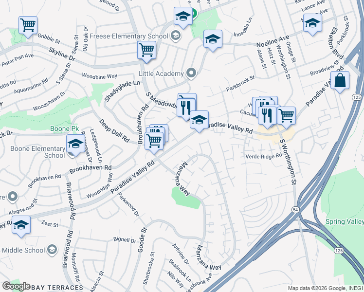map of restaurants, bars, coffee shops, grocery stores, and more near in San Diego