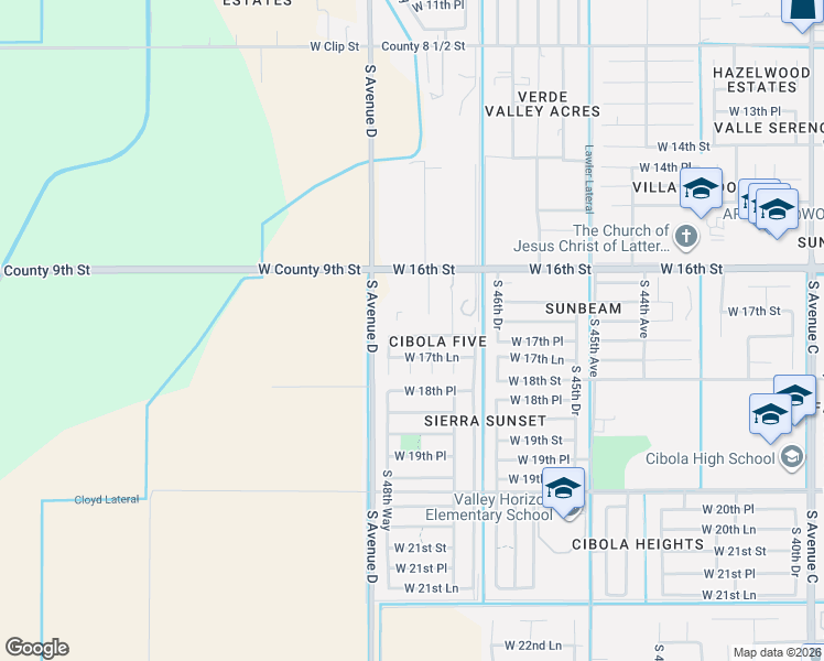 map of restaurants, bars, coffee shops, grocery stores, and more near 4801 West County 9th Street in Yuma