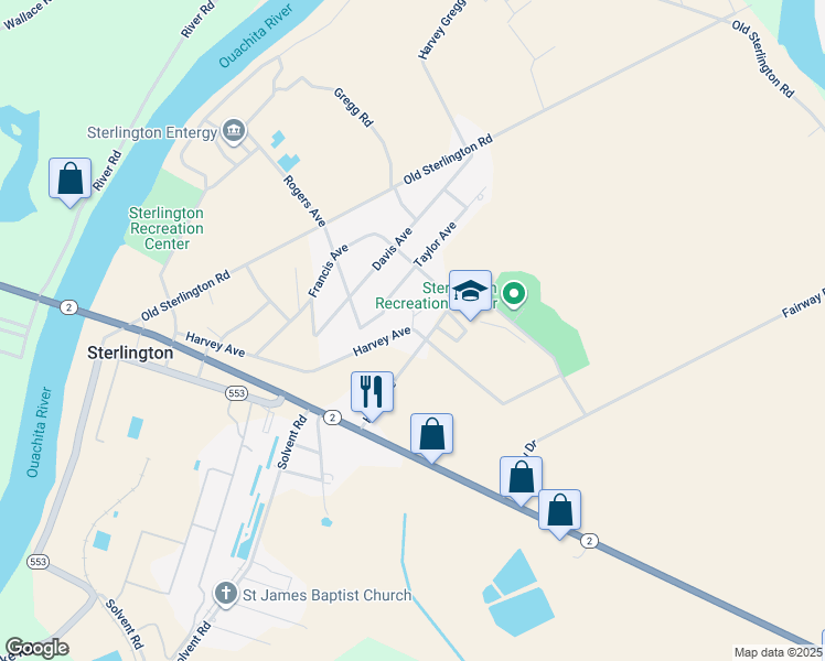 map of restaurants, bars, coffee shops, grocery stores, and more near 561 Harvey Avenue in Sterlington