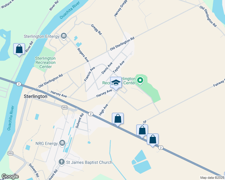 map of restaurants, bars, coffee shops, grocery stores, and more near 561 Harvey Avenue in Sterlington