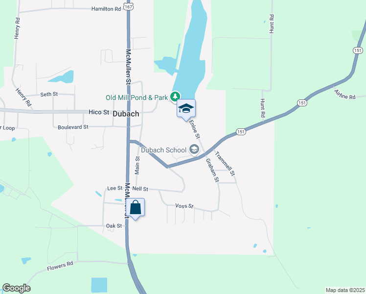 map of restaurants, bars, coffee shops, grocery stores, and more near 7710 Fellowship Road in Dubach